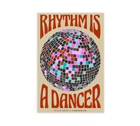 XFATGIA Póster vintage de Rhythm Is The Dancer, diseño de bola de discoteca, lienzo para decoración de dormitorio, oficina, habitación, regalo, 60 x 90 cm