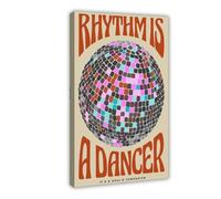 XFATGIA Rhythm Is The Dancer's, póster vintage de bola de discoteca, lienzo para decoración de pared, pinturas para sala de estar, dormitorio, decoración de 20 x 30 pulgadas (50 x 75 cm)