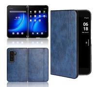 XFDSFDL® Funda para Microsoft Surface Duo 2 (8,3 pulgadas), ultrafina, ligera, rígida, de piel de vacuno, diseño de piel de vacuno, color azul
