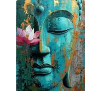 XFENDOUDOU Kit Bordado Punto De Cruz Estatua del Buda de las Flores 11Ct 40x50cm Kit Bordado Con Tela Impresa Para Hacer Cuadros Principiantes