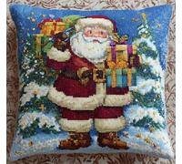 XFENDOUDOU Kit De Bordado Sobre Cañamazo Para Punto De Anciano con barba blanca 45X45Cm Cañamazo Impreso De Para Realizar Un Cojín. Kit De Punto De Cruz Contado Kit De Bordado Decoración Del Hogar