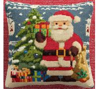 XFENDOUDOU Kit De Bordado Sobre Cañamazo Para Punto De Anciano con barba blanca 45X45Cm Cañamazo Impreso De Para Realizar Un Cojín. Kit De Punto De Cruz Contado Kit De Bordado Decoración Del Hogar