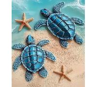 XFENDOUDOU Plantillas punto de cruz niños estrella de mar tortuga Completa de kits de inicio de bordado para principiantes 16x20inch