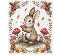 XFENDOUDOU Principiantes Tela Impresa, Kits Bordado Punto de Cruz Kit Completo Hilo y Tela Impreso Contado Patrones a Mano Hacer faciles conejo animal 11CT40 x50cm