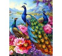 XFENDOUDOU Punto de cruz kit completo Pavo real Completa de kits de inicio de bordado para principiantes 40x50cm