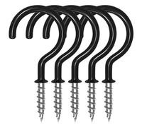 XFentech 36 Piezas Ganchos para Tazas - Negro Ganchos de Techo de Metal Gancho Revestido de Plástico Ganchos de Tornillo Multiuso para Colgar Tazas, Luces, Toallas - 1-1/4 Inch