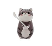 Xfeyaqlo 300ml Tazas Espresso Ceramica, Taza Gato, Tazas Café Cappuccino, Adecuado para El Hogar, La Oficina, Es Una Buena Opción de Regalo (Negro-Marrón)