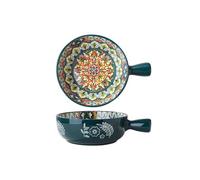 Xfeyaqlo Gran Capacidad 600 ml Ensaladera, Estilo Bohemio Bol Desayuno, Cuencos Aperitivos, Cuencos Ceramica Apto para Ensaladas, Fideos Instantáneos, Muesli, Bocadillos, Frutas, Aperitivos (Verde)
