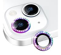 Xfilm Bling Diamond - Protector de lente de cámara para iPhone 13 / iPhone 13 Mini, protector de pantalla para lente de cámara de vidrio templado transparente, compatible con la funda, a prueba de arañazos (diamante multicolor)