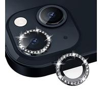 Xfilm Bling Diamond - Protector de lente de cámara para iPhone 13 / iPhone 13 Mini, protector de pantalla para lente de cámara de vidrio templado transparente HD, compatible con la funda, a prueba de arañazos (diamante negro)