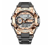 XFLHXY Reloj Deportivo Digital para Hombre, con Alarma, Luminoso, Resistente al Agua, Táctico, Militar, Multifunción(Gold)