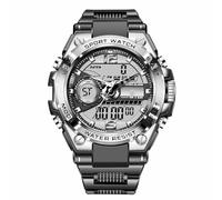 XFLHXY Reloj Deportivo Digital para Hombre, con Alarma, Luminoso, Resistente al Agua, Táctico, Militar, Multifunción(Silver)