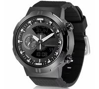 XFLHXY Reloj Digital Deportivo para Hombre con Alarma de Hora Mundial, Parte Trasera LED, Resistente al Agua hasta 50 M, Iluminador de Hora Mundial, Reloj de Pulsera Analógico(Black)