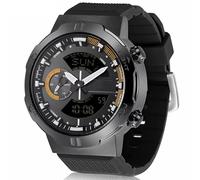 XFLHXY Reloj Digital Deportivo para Hombre con Alarma de Hora Mundial, Parte Trasera LED, Resistente al Agua hasta 50 M, Iluminador de Hora Mundial, Reloj de Pulsera Analógico(Orange)