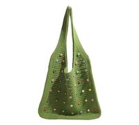 XFLSDHGD Bolsa de hombro de crochet de crochet bolso obvio de gran capacidad de gran capacidad simple de viaje simple con bolsos de viaje de moda de perlas coloridas