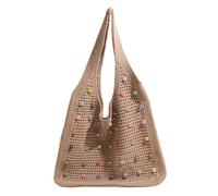 XFLSDHGD Bolsa de hombro de crochet de crochet bolso obvio de gran capacidad de gran capacidad simple de viaje simple con bolsos de viaje de moda de perlas coloridas