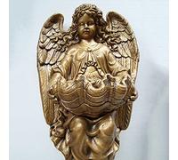 XFLSDHGD Estatua de ángel montada en la pared, cesta de flores, escultura artística de querubines bebé, adorno de estilo europeo, decoración del hogar, A-dorado
