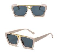 XFLSDHGD Gafas de Sol cuadradas de Mujeres de Gran tamaño Gafas de Sol de Lujo de diseñador Vintage Goggles UV400
