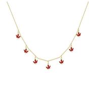 XFLSDHGD Nuevo 2025 925 Sterling Silver Red Maple Hojas Collar Colgante Classic Fine Fashion Birthday Gift Jewellry Accesorios de Tendencia Creativa