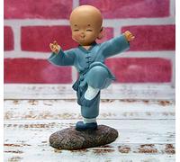 XFLSDHGD Ornamentos de Mesa de Escultura, diseño de Arte Retro de Moda Blue Kungfu Little Monk Sculpture Buda Tallado de Resina de Estilo Chino (Color: Estilo A1)