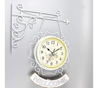 XFLSDHGD Relojes de jardín de Reloj al Aire Libre Impermeables de 10 Pulgadas de Reloj de Pared de Doble Cara de Doble Cara Relojes de rutas de rutas de Ruta de batería