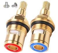 XFLYP 2 Piezas Cabezal Ceramico Reemplazo Cartucho, 1/2" Válvula De Grifo De Baño Interior Para Golpecito De La Cocina Para Cocina, Baño, (2 par Caliente & Frío)