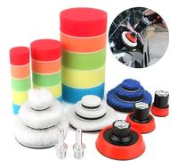 XFLYP 29 Piezas Esponja Pulir para Coche, Kit de Esponja de Pulido para Taladro M14, Adaptador Accesorio y Taladro Pulidora Lana Kit Pulir para Pulimento de Automóviles, Lijado y Cera