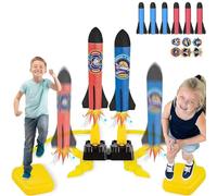 XFLYP Cohete Juguete, Doble Cohete de Aire Lanzador con 6 Cohetes de Espuma, Avion Juguet Brinquedos Rocket para Exterior, Jardin, Juegos Infantiles Aire Libre, para Juguetes Niños 2-12 Años