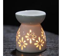 XFLYP Quemador Aceites Esenciales con Cuchara de Velas, Lámpara Perfumada de Noche, Horno de Aceite de Esencia de Cerámica para Dormitorio, Sala de Estar, Oficina, Hotel