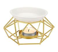 XFLYP Quemador de Aceite, Quemador de Aceite de Metal y Cerámica, Difusor de Aroma Portavelas Quemador de Cera Geométrico para SPA Yoga Meditación Casa Sala De Estar Decoración(Oro)