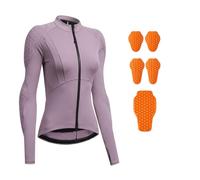XFNWT Chaqueta de motociclista de malla transpirable para mujer, para climas cálidos, con certificación CE, camisa protectora con armadura extraíble capa acolchada ligera para conducción,Purple-l