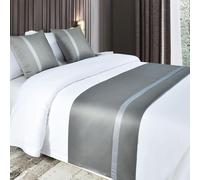 XFNWT Juego de Camino de Cama Suave y Sedoso, Bufanda de Color Liso con 2 Fundas de Almohada para contrastar al pie de la Cama, Protector de Ropa de Cama de Hotel para hogar Hospitalidad,D-50 * 240cm