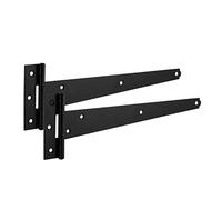 XFORT® 2 Pack 150 mm T-Hinge Black Japanned, Metal Tee Hinges with Weather Resistant, Rustproof Powder Coating, T Strap Hinges Ideal for External Use On Gate Doors, Shed Doors and Barn Doors (Pair)