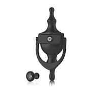 XFORT® Aldaba victoriana con visor de puerta negro, Elegante Mueble de puerta delantera con un diseño clásico de época, que le avisa de los visitantes a la puerta de su casa