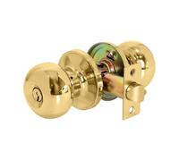 XFORT Bello - Juego de pomos de entrada de latón pulido, pomo de puerta con cerradura para puertas interiores de madera, juego completo con pestillo tubular y 3 llaves