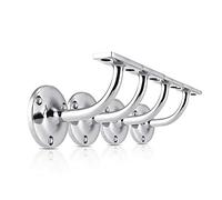 XFORT Juego de 4 soportes para pasamanos, soporte de acero resistente para pasamanos de escaleras, para pasamanos de madera y acero, soportes elegantes Cromo pulido