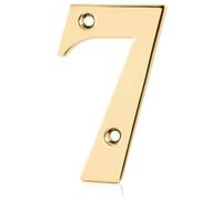 XFORT Número 7 de la puerta delantera para atornillar, elegantes y audaces acabado de espejo, adecuado para todos los de puertas, incluidas las de madera, uPVC y compuestas Latón Pulido 3 Pulgada
