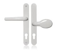 XFORT Uros - Manija de puerta blanca (PZ 62/92 mm, distancia del agujero del tornillo 211 mm, 243 mm en total) palanca de desplazamiento de aluminio, manija de puerta de UPVC.