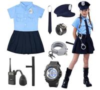 XfozDM - Disfraz de policía infantil con accesorios para disfraz de policía y niña, para niños, Halloween, carnaval, cumpleaños, 140 cm