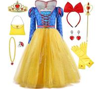 XfozDM - Disfraz de princesa blanca y nieve para niñas, disfraz de blanco como la nieve con corona guantes para disfraz de cosplay, Halloween, Navidad, vestido de noche, fiesta, carnaval, cumpleaños