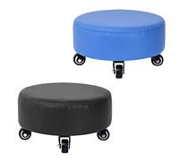 XFParts Conjunto de 2 taburetes Bajos con Ruedas Asiento cómodo diseño Lindo cojín Extra Espeso para el hogar o Dormitorio Azul+Empresa Negra powerfully