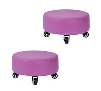 XFParts Conjunto de 2 taburetes Bajos morados con Ruedas y colchones Extra espesos y cómodos sillas para Dormitorio en casa y más Empresas powerfully