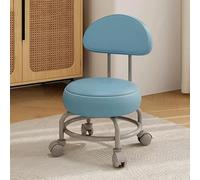XFParts ESGT Taburete rodante de baja altura con respaldo, taburete bajo con ruedas de 360° para oficina en casa, hombres, niñas, tienda, salón, cocina, garaje (azul claro, talla única)