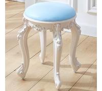XFParts Silla de Maquillaje Acolchada Vintage Taburete de tocador Azul/Oro con Patas de Acero de plástico para Vestuario/Sala de Estar/Empresa powerfully