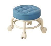 XFParts Taburete corto con ruedas giratorias universales, pequeño taburete redondo de piel sintética con ruedas para el hogar, oficina, fitness (azul claro, S) poderosamente