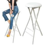 XFParts Taburete de bar alto plegable sin respaldo negro con reposapiés, taburete redondo acolchado resistente, capacidad de 300 libras, taburete de cocina y desayuno, 70 cm