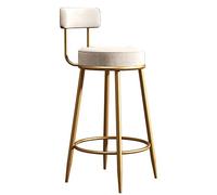 XFParts Taburete de bar de terciopelo con respaldo y reposapiés, taburete alto moderno para cocina, comedor y sala de estar, color blanco, 65 cm