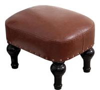 XFParts Taburete de reposapiés de Madera tapizado de Cuero Otomana para Sala de Estar Azul Enterprise powerfully