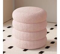 XFParts Taburete de tela de cordero para sala de maquillaje y sala de estar, asiento acolchado otomano con reposapiés, perfecto para dormitorio y entrada, talla única
