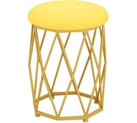 XFParts Taburete de tocador redondo de terciopelo, moderno tapizado, asiento de mesa auxiliar con patas de metal dorado, taburete nórdico, taburete de maquillaje (color: E) poderosamente